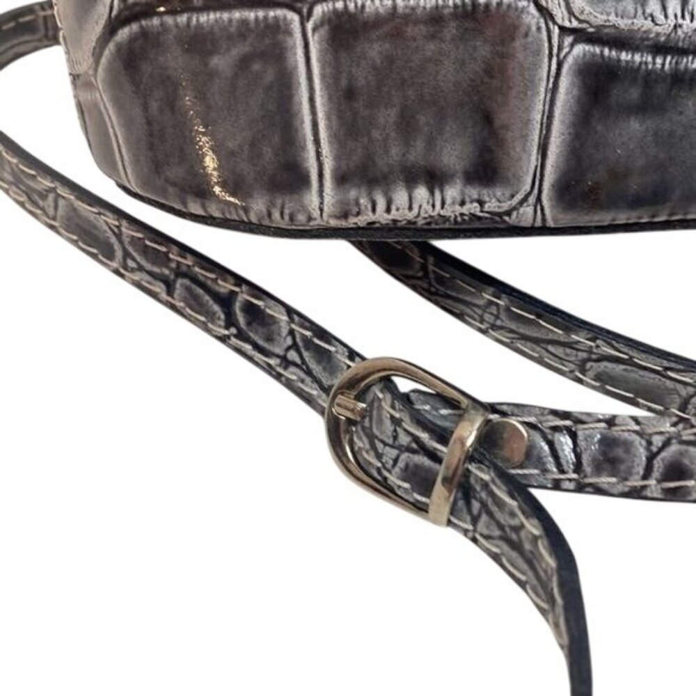 Borgonichio Genuine Leather Crossbody Bag Croc Embossed 7" x 7.5" x 2.5" Made In - Picture 7 of 8